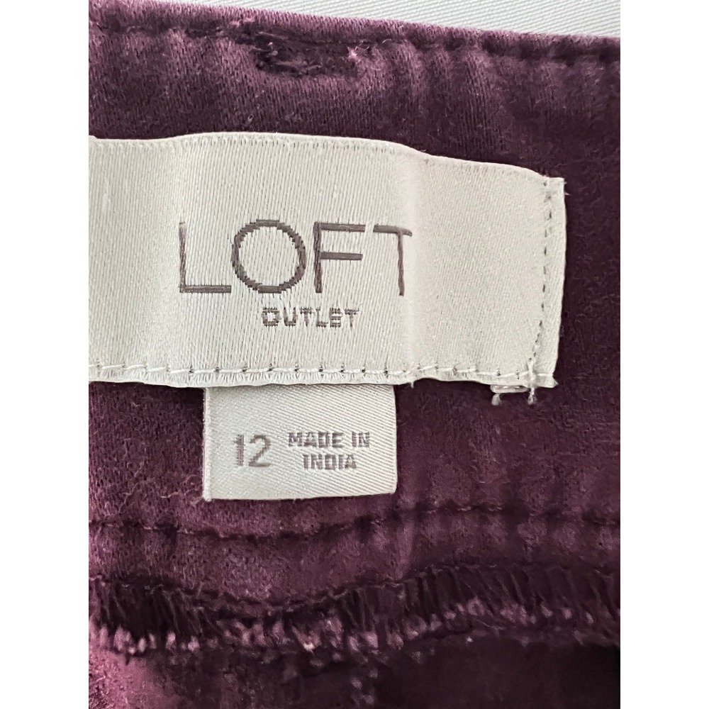 LOFT Outlet Womens Skinny Ankle Pants Burgundy Front‎ Seam Stretch Size 12 - Picture 5 of 10